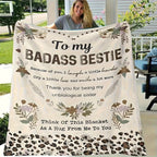Aonana "To My Badass Bestie" Best Friend Gift Flannel Throw Blanket