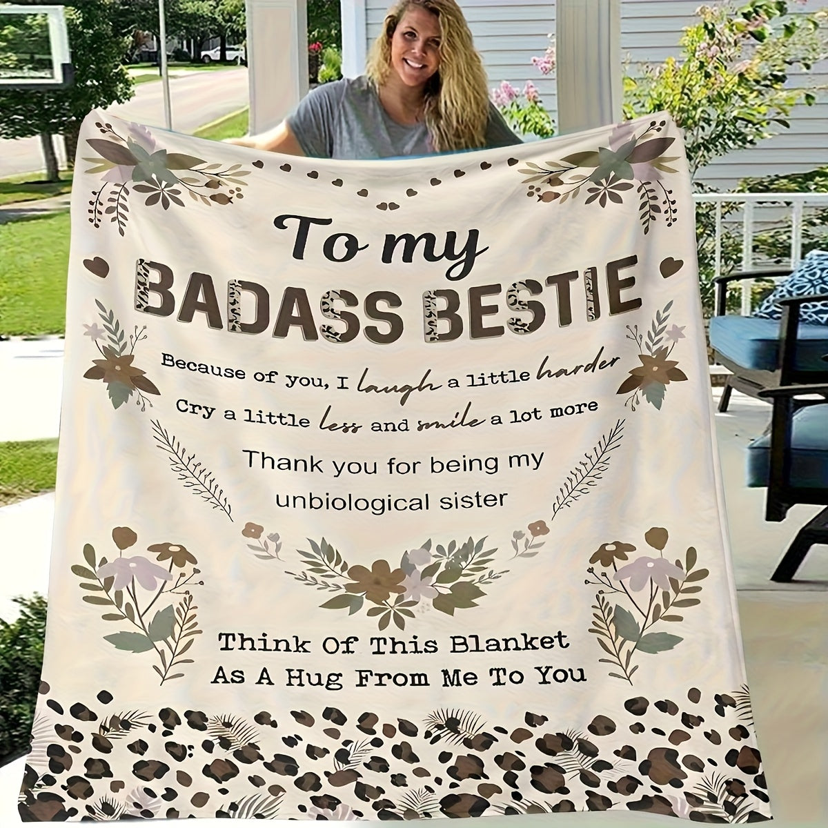 Aonana "To My Badass Bestie" Best Friend Gift Flannel Throw Blanket