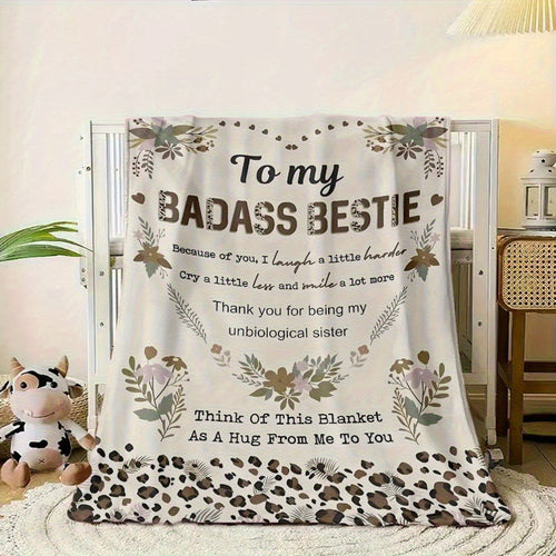 Aonana "To My Badass Bestie" Best Friend Gift Flannel Throw Blanket