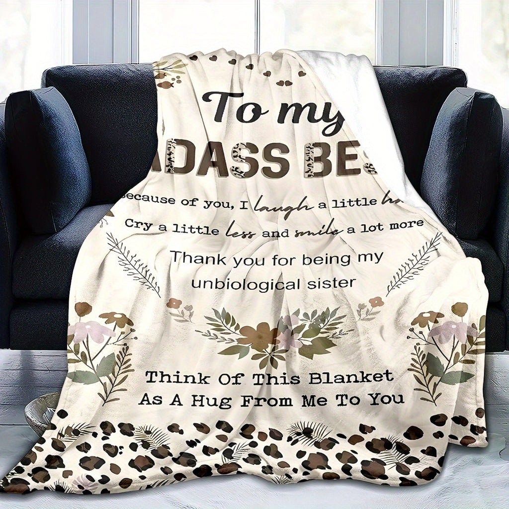 Aonana "To My Badass Bestie" Best Friend Gift Flannel Throw Blanket