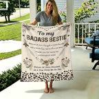 Aonana "To My Badass Bestie" Best Friend Gift Flannel Throw Blanket