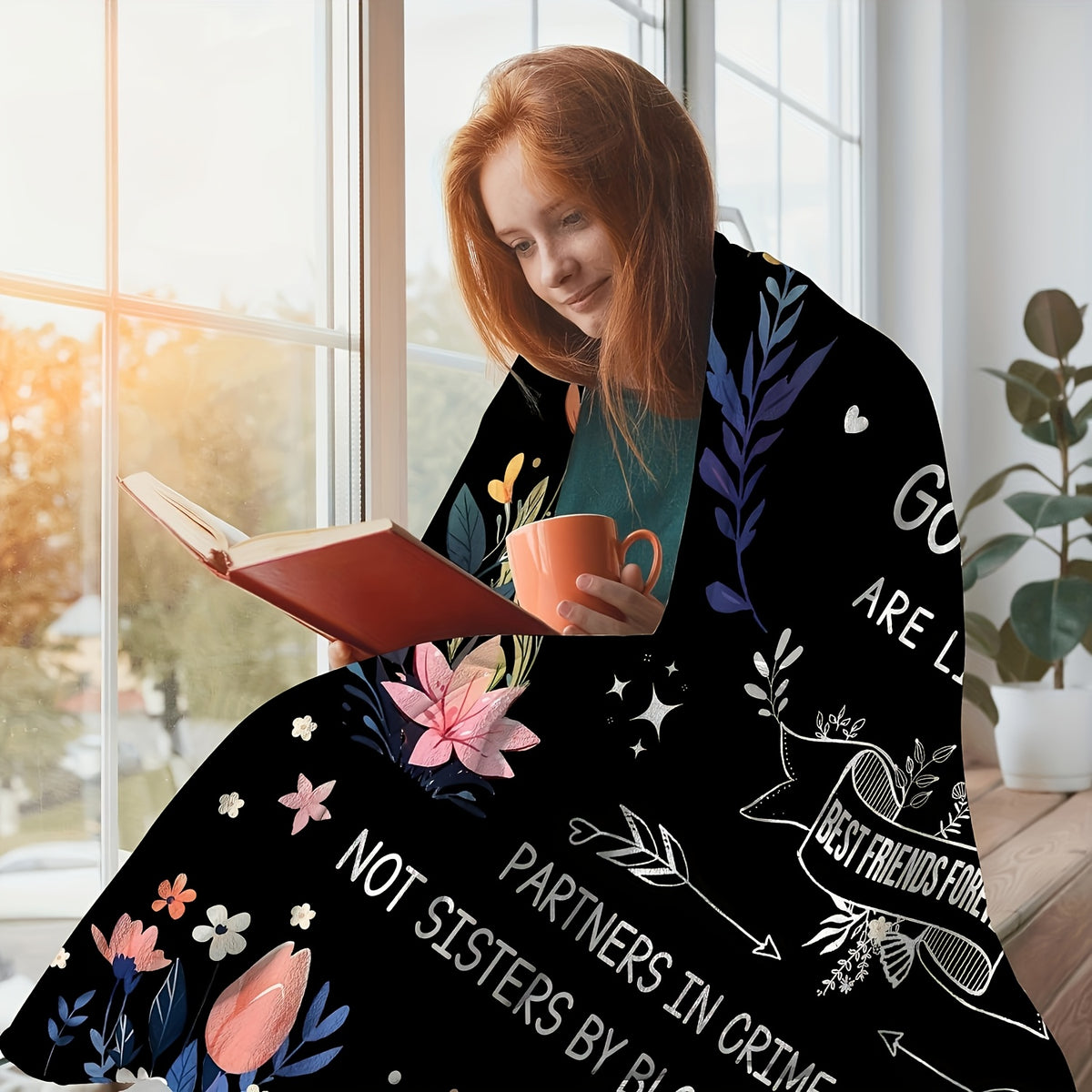 Aonana "To My Best Friend" Floral Moon Gifts Flannel Throw Blanket