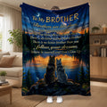 Aonana “To My Brother” Wolves Sunset Flannel Throw Blanket