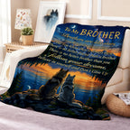 Aonana “To My Brother” Wolves Sunset Flannel Throw Blanket
