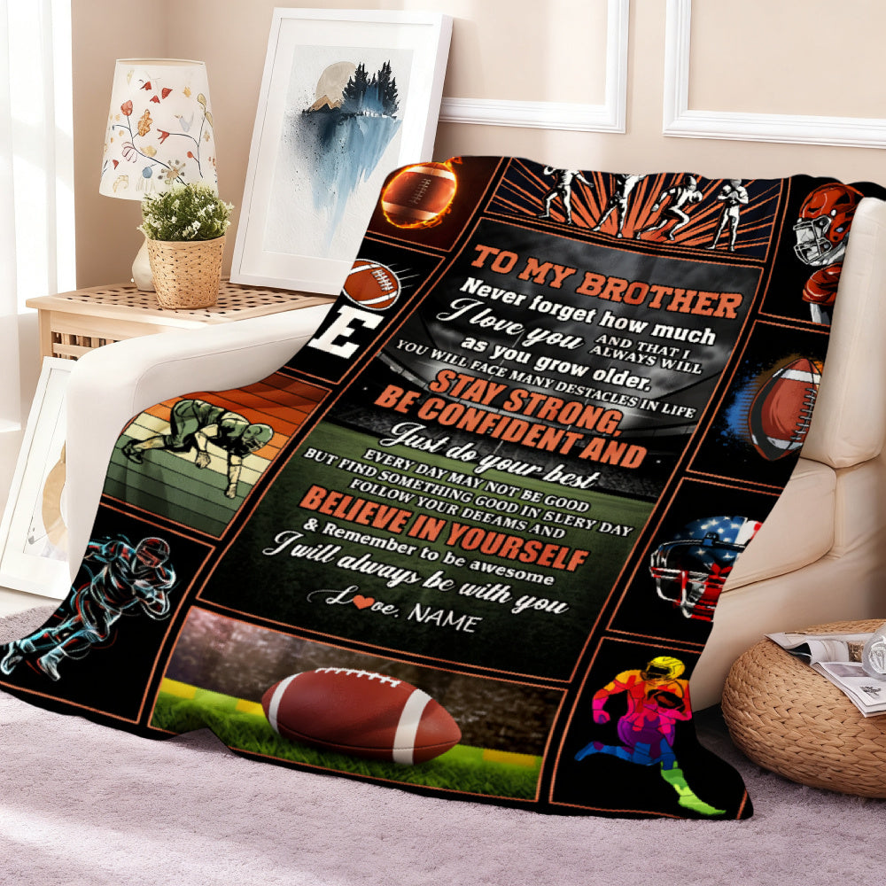 Aonana “To My Brother” American Football Flannel Throw Blanket