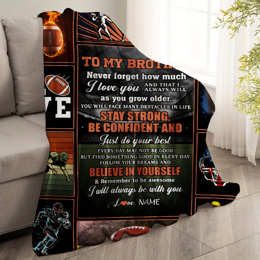 Aonana “To My Brother” American Football Flannel Throw Blanket