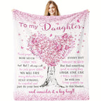 Aonana "To My Daughter" Heart Tree Flannel Throw Blanket