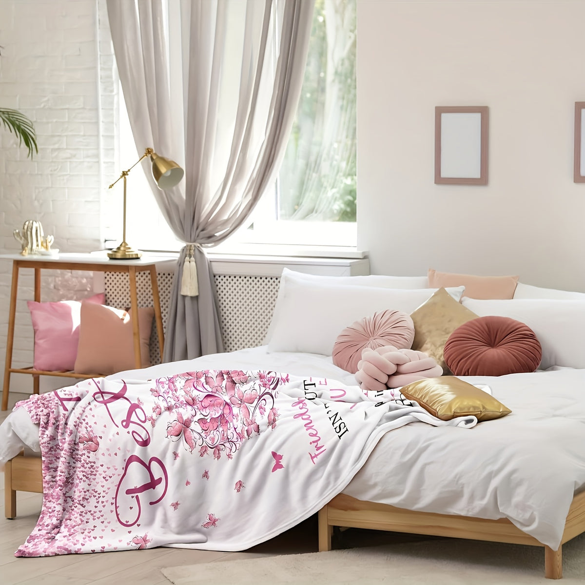 Aonana "To My Daughter" Heart Tree Flannel Throw Blanket