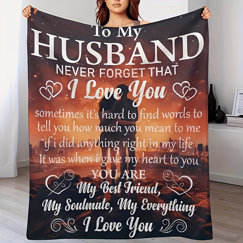 Aonana “To My Husband” Romantic Love Flannel Throw Blanket