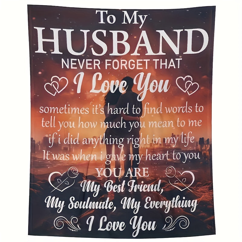 Aonana “To My Husband” Romantic Love Flannel Throw Blanket