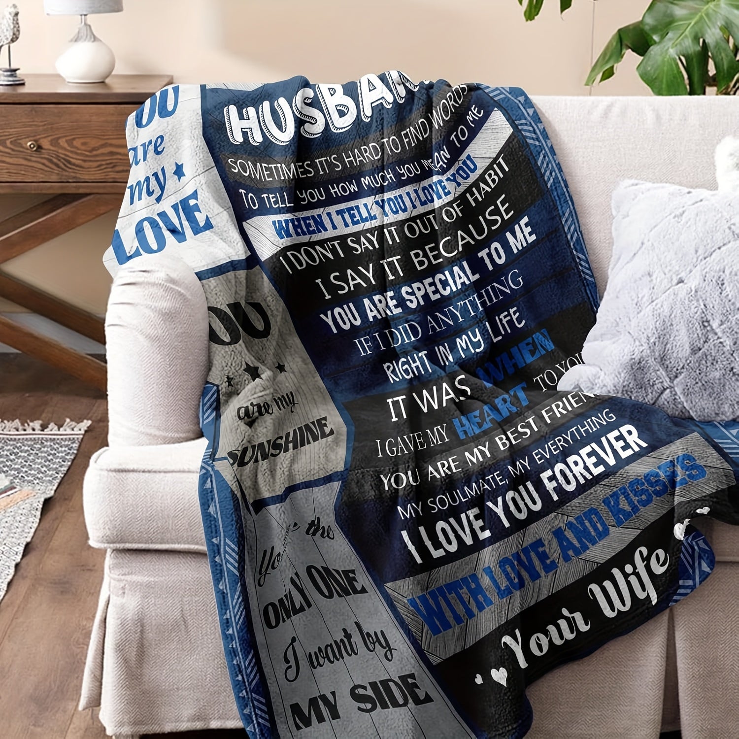 Aonana “To My Husband” Perfect Gift Flannel Throw Blanket