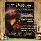 Aonana “To My Husband” Lion Love Flannel Throw Blanket