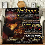 Aonana “To My Husband” Lion Love Flannel Throw Blanket