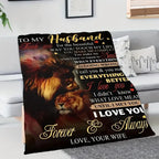 Aonana “To My Husband” Lion Love Flannel Throw Blanket