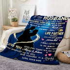 Aonana “To My Husband” Hearts & Couple Flannel Throw Blanket