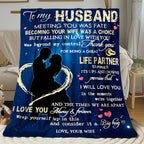 Aonana “To My Husband” Hearts & Couple Flannel Throw Blanket