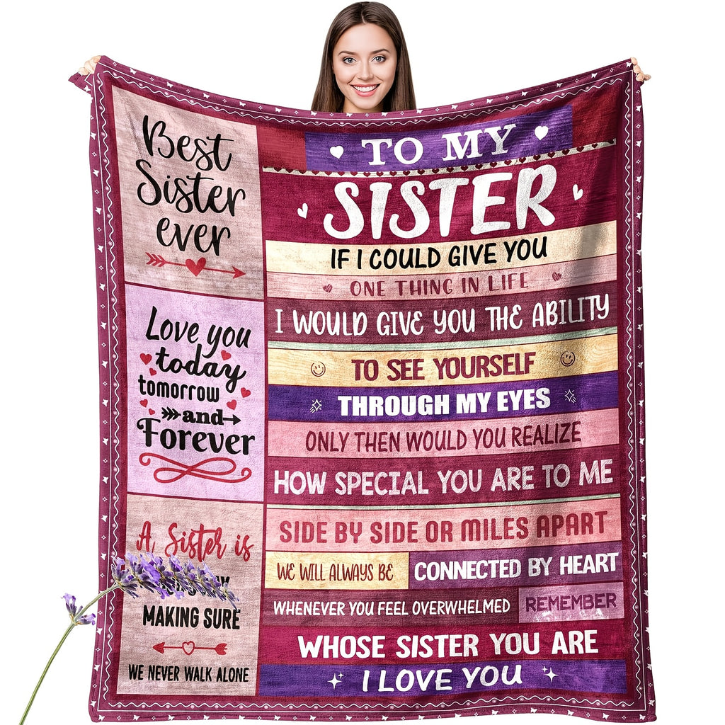Aonana “To My Sister” Love & Inspirational Flannel Throw Blanket