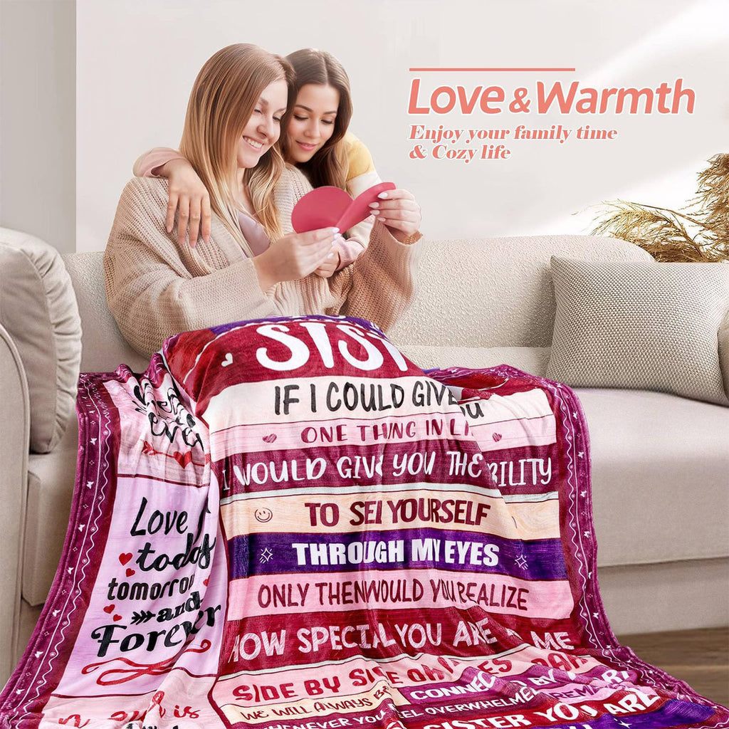 Aonana “To My Sister” Love & Inspirational Flannel Throw Blanket