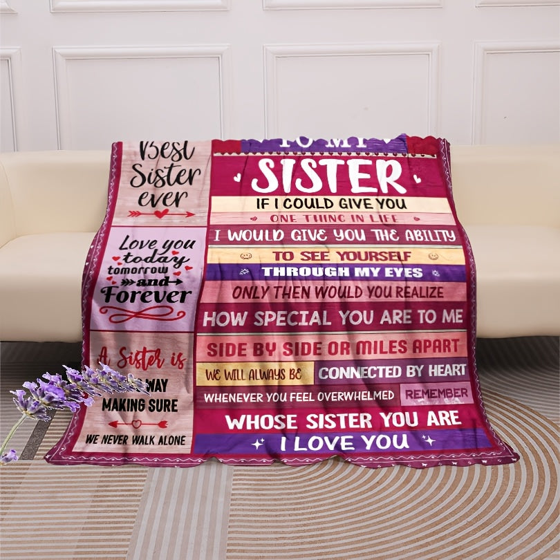 Aonana “To My Sister” Love & Inspirational Flannel Throw Blanket