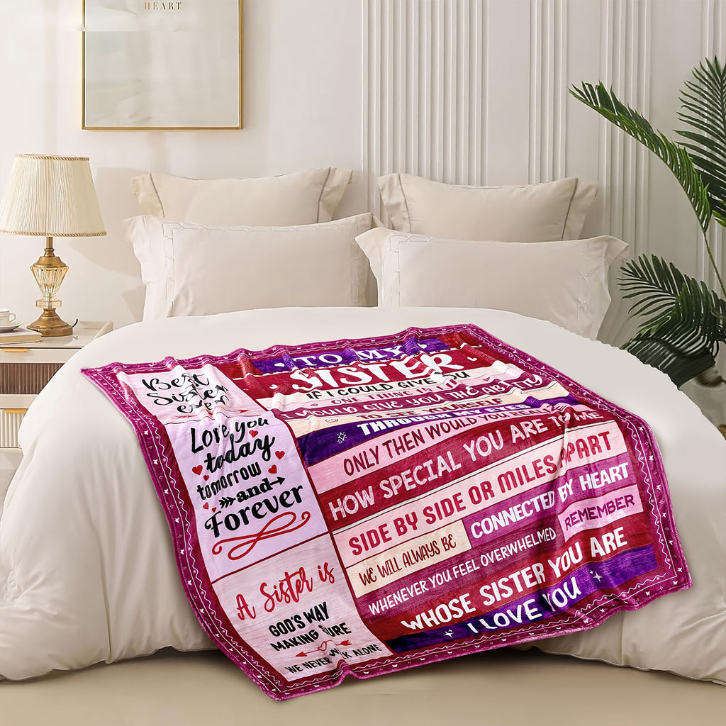 Aonana “To My Sister” Love & Inspirational Flannel Throw Blanket