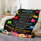 Aonana “To My Sister” Love Message Art Flannel Throw Blanket
