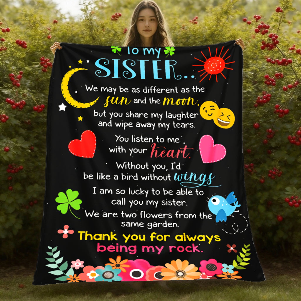 Aonana “To My Sister” Love Message Art Flannel Throw Blanket