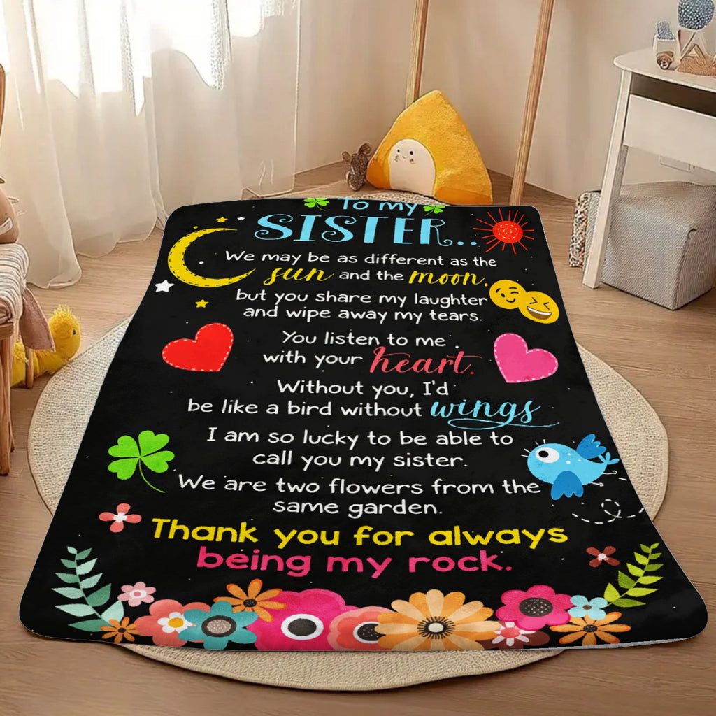 Aonana “To My Sister” Love Message Art Flannel Throw Blanket