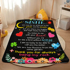 Aonana “To My Sister” Love Message Art Flannel Throw Blanket