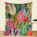 Aonana Secret Garden Tropical Plant Leaf Cozy Flannel Throw Blanket