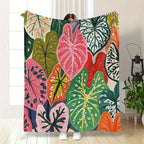 Aonana Secret Garden Tropical Plant Leaf Cozy Flannel Throw Blanket
