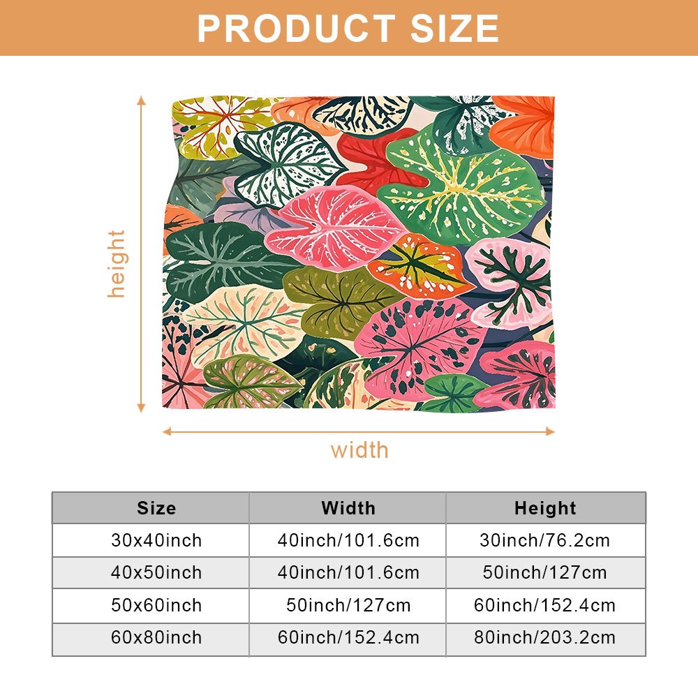 Aonana Secret Garden Tropical Plant Leaf Cozy Flannel Throw Blanket