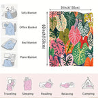 Aonana Secret Garden Tropical Plant Leaf Cozy Flannel Throw Blanket