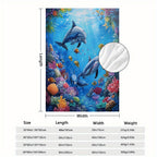Aonana Ocean Coral Dolphin Cozy Flannel Blanket