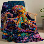 Aonana Ocean Colorful Octopus Cozy Flannel Blanket