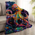 Aonana Ocean Colorful Octopus Cozy Flannel Blanket