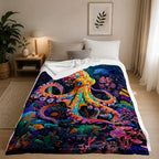 Aonana Ocean Colorful Octopus Cozy Flannel Blanket
