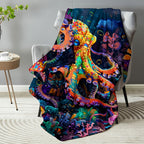 Aonana Ocean Colorful Octopus Cozy Flannel Blanket