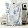 Aonana Ocean Starfish and Seashell Cozy Flannel Blanket