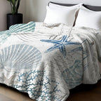 Aonana Ocean Starfish and Seashell Cozy Flannel Blanket