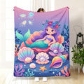 Aonana Ocean Cute Mermaid Cozy Flannel Blanket