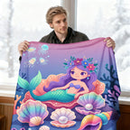 Aonana Ocean Cute Mermaid Cozy Flannel Blanket