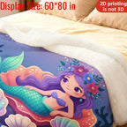 Aonana Ocean Cute Mermaid Cozy Flannel Blanket