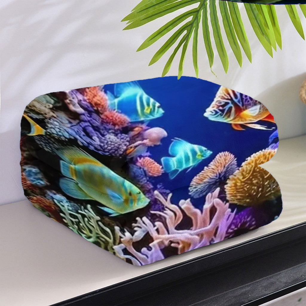 Aonana Ocean Tropical Fish Cozy Flannel Blanket