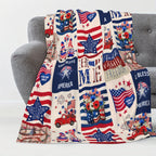 Aonana Patriotic American Flag Cozy Flannel Blanket