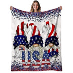 Aonana USA Patriotic Gnomes Cozy Flannel Blanket