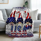 Aonana USA Patriotic Gnomes Cozy Flannel Blanket
