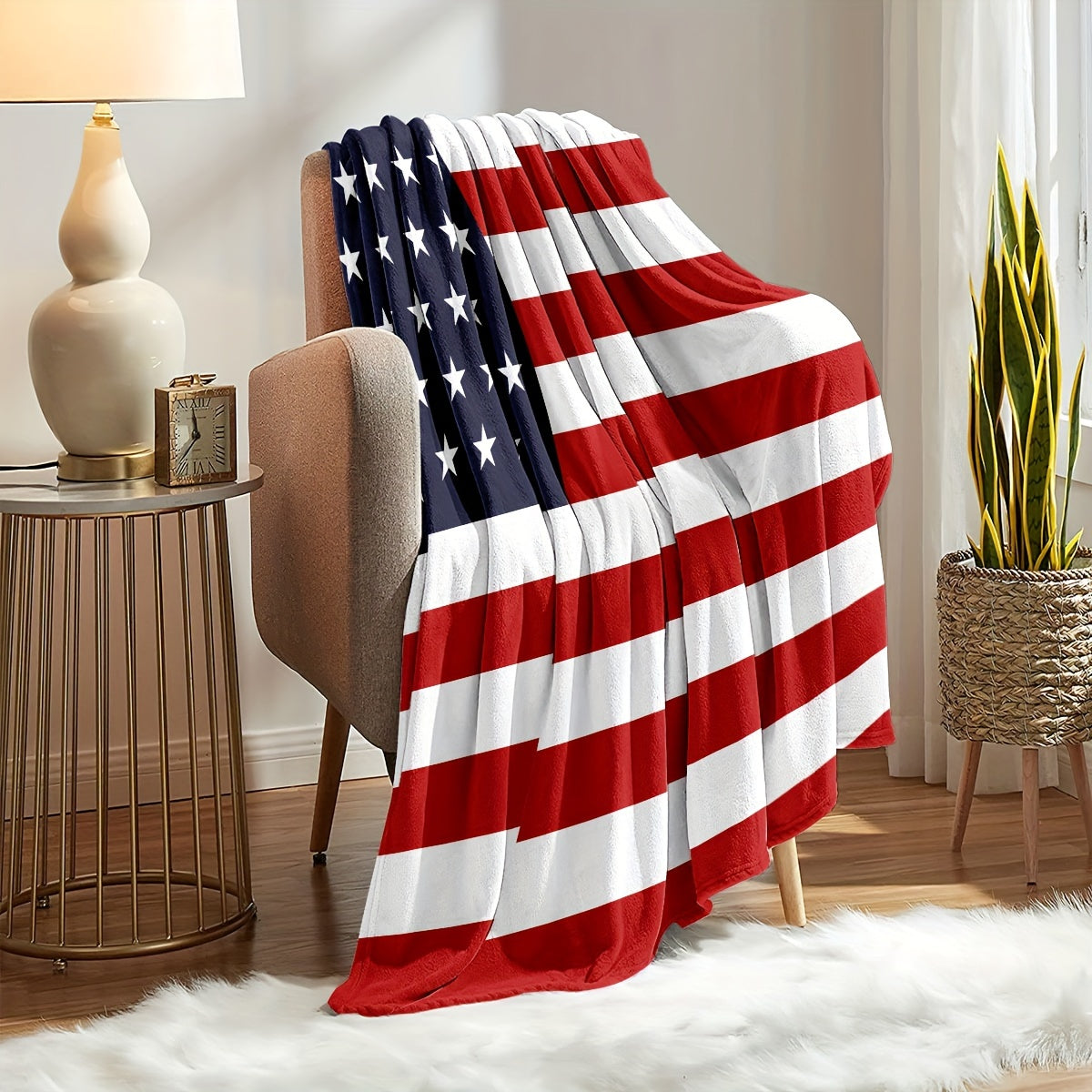 Aonana USA Flag Cozy Flannel Blanket
