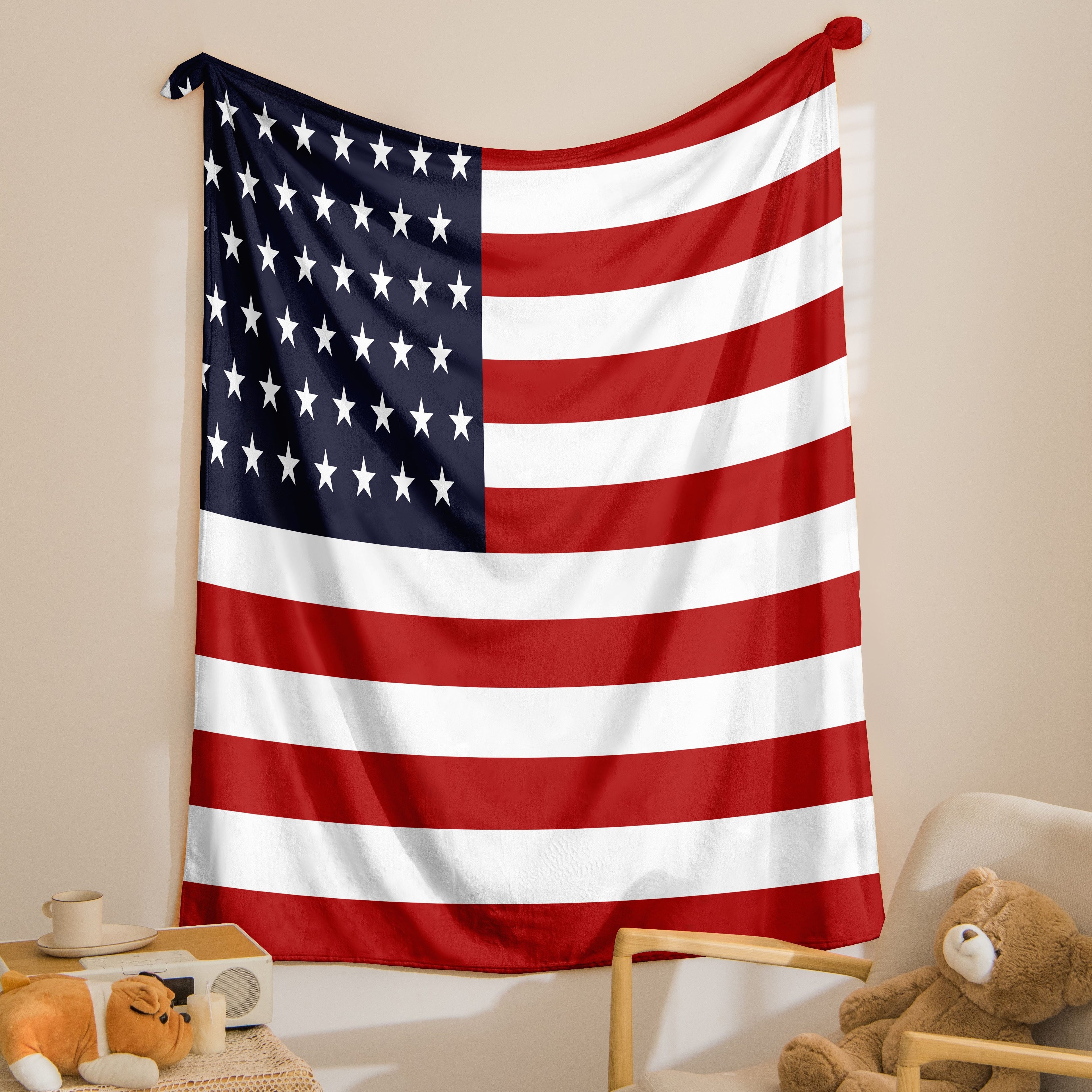 Aonana USA Flag Cozy Flannel Blanket