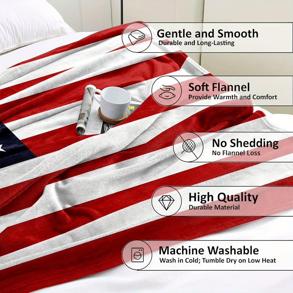 Aonana USA Flag Cozy Flannel Blanket