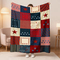 Aonana USA Flag Five-Star Cozy Flannel Blanket